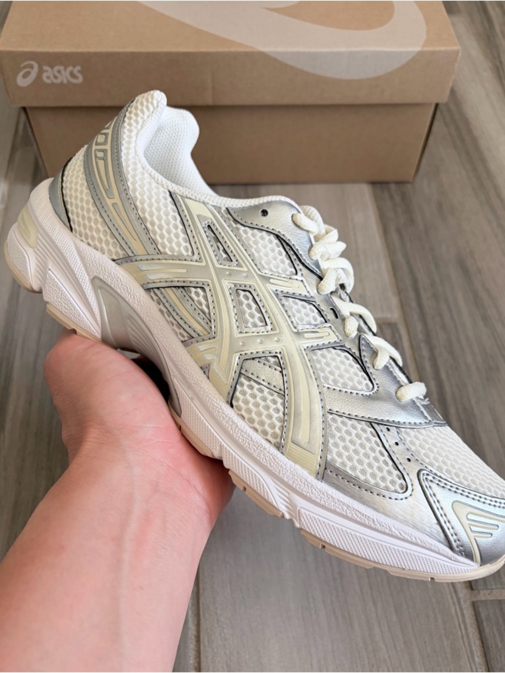 Women's ASICS GEL-1130 Casual Shoes - Cream Pure Silver 1202A164-107 - Picture 4 of 9